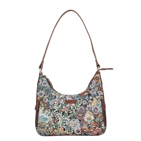 Botanical Pattern Tapestry Fabric Hobo Bag For Women | Shoulder Sling Bag - Picture 1 of 9